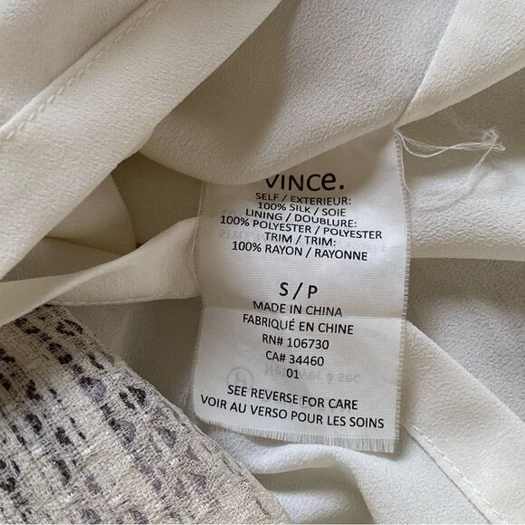 Vince Silk Drawstring Marble georgette silk dress size Small - Picture 5 of 14